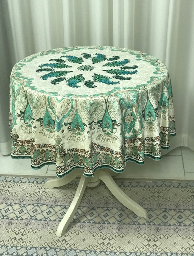 رومیزی گرد طرح آبرنگی